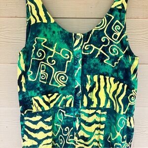 Green Yellow Funky Green Yellow Jumpsuit Pants Romper One Piece Bali Surf